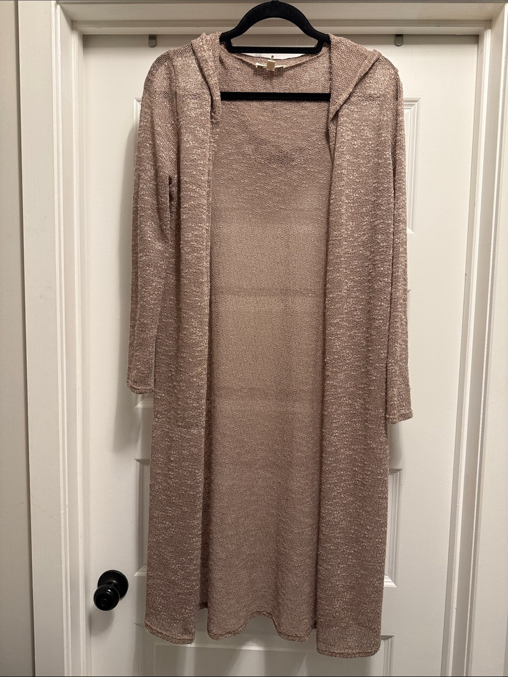 Lightweight Hooded Open Cardigan Dress in Blush